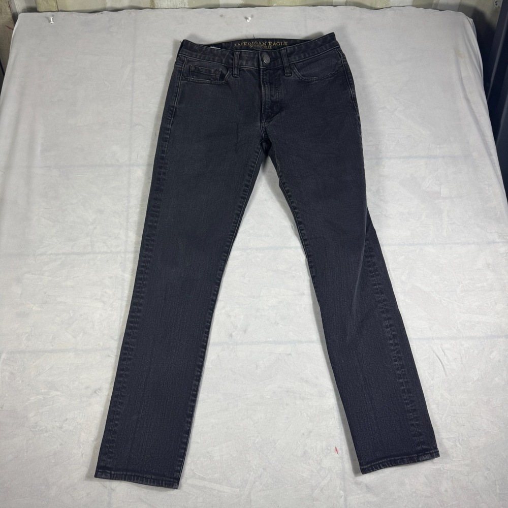 American Eagle Outfitters Mens Straight Jeans Black Denim Extreme Flex 4 Classic